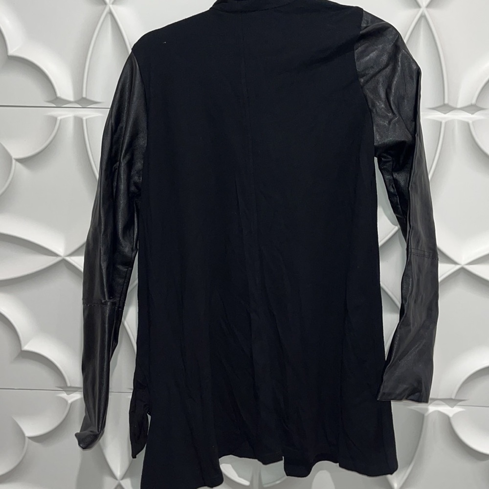 Fifteen twenty contrast faux leather sleeve cardigan jacket M.    AA - Picture 5 of 5